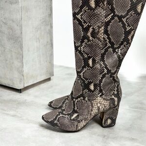 Sam Edelman Snakeskin Pattern Knee-High Boots